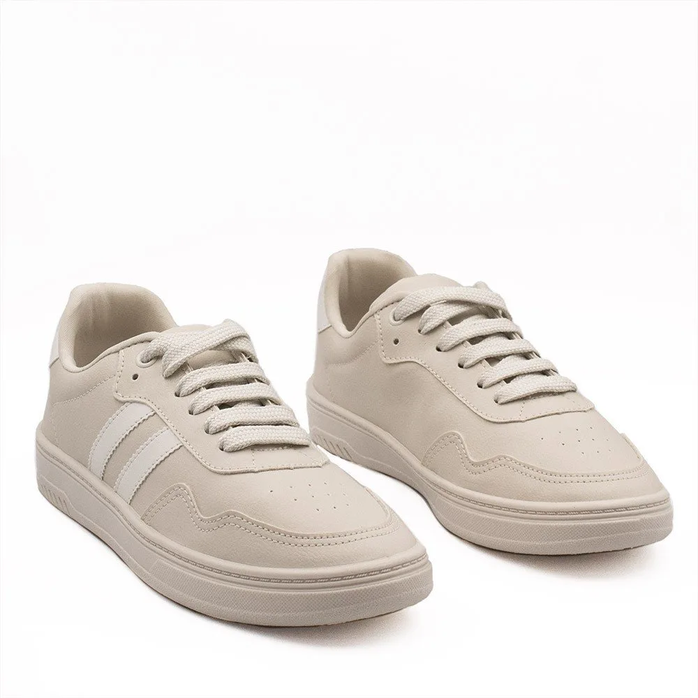 Tenis Zatta Duas Listras Jaqueline Creme Bege