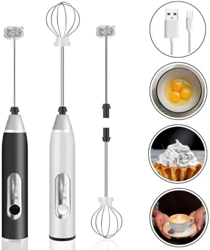 Mini Mixer Portátil USB Recarregável – Espumador de Leite e Café, Batedor de Ovos, Whey e Outras Bebidas, 3 Velocidades