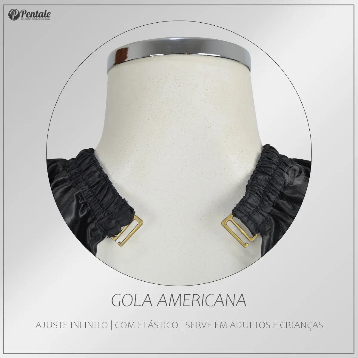 Capa De Corte Cabelo Pentale Com Presilha Cetim Preto