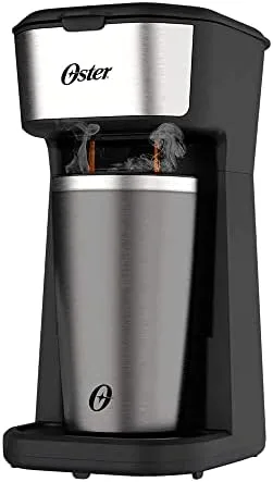 Oster Cafeteira 2Day Inox 2 em 1 com Copo Térmico, 220V, Preto/Inox, 600W, OCAF200