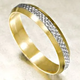 Aliança de Bodas em Ouro com Filete em Ouro Branco - AS0101