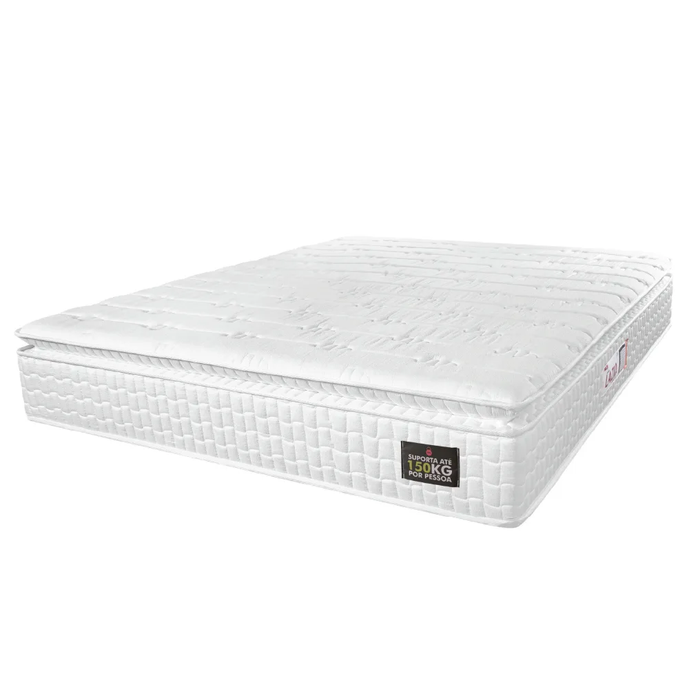 Colchão Casal Queen Espuma D45 Lazio Pillow Top 158x198x24cm Branco Hellen - Suporta Até 150 Kg