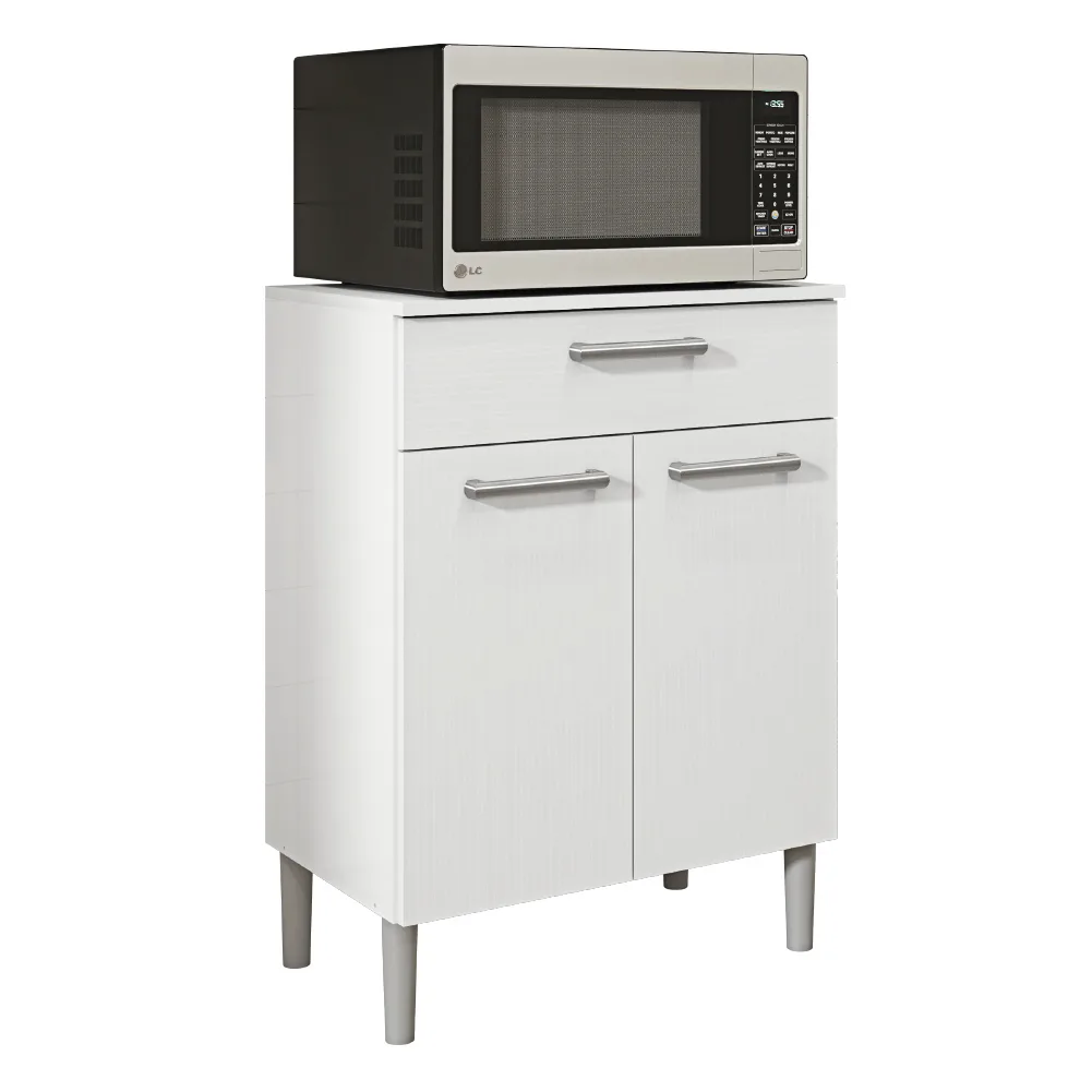 Armário de Cozinha Balcão Multiuso Para Micro Ondas Com Gaveta Diamante Branco Kit's Paraná