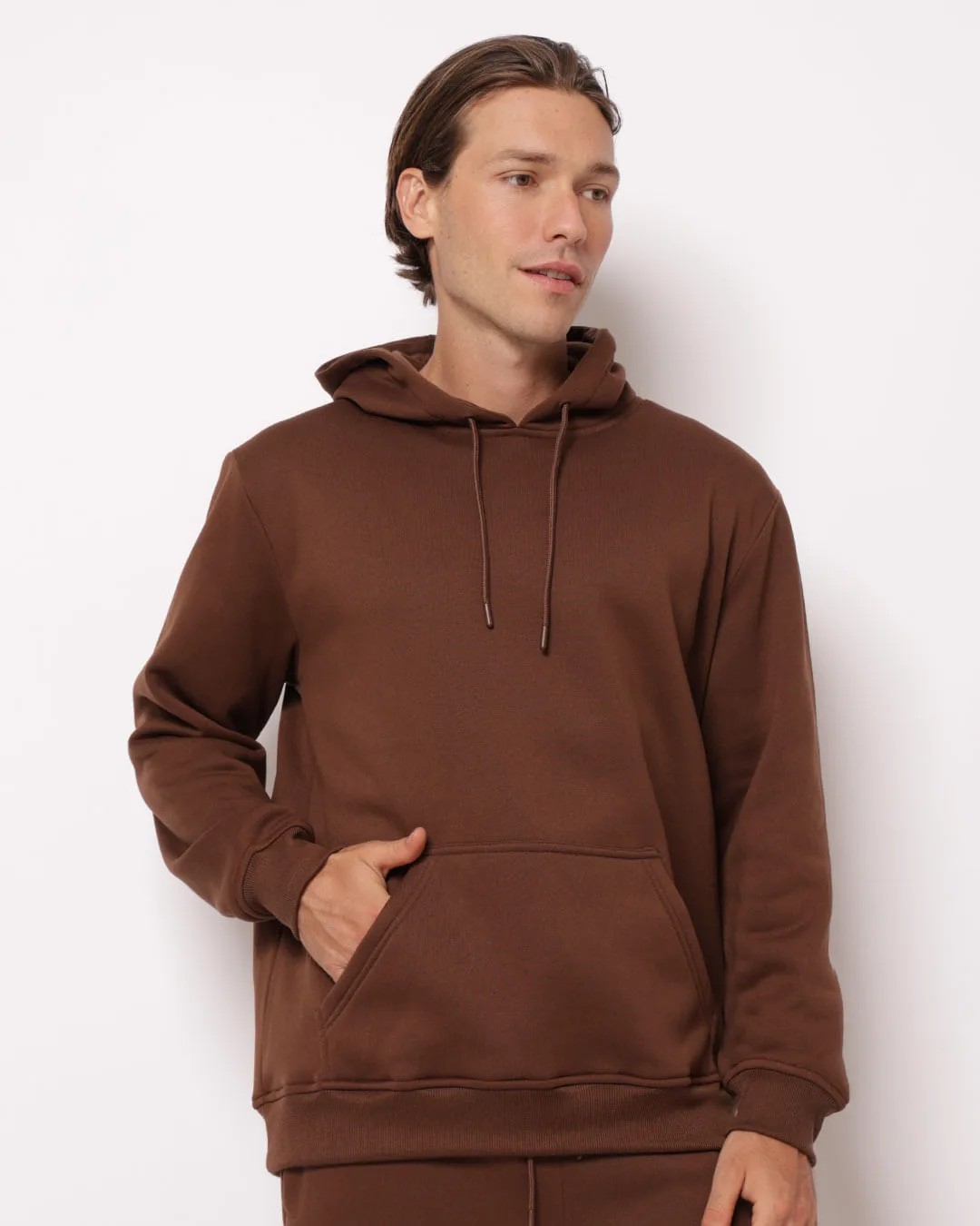 Blusão Moletom Masculino Básico Marrom
