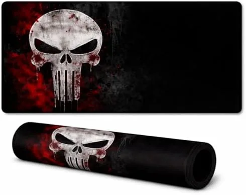 Mousepad Grande 70x35 cm Profissional Speed Antiderrapante Base Emborrachada Confortável Macio Borda Costurada Premium (Caveira Crânio)