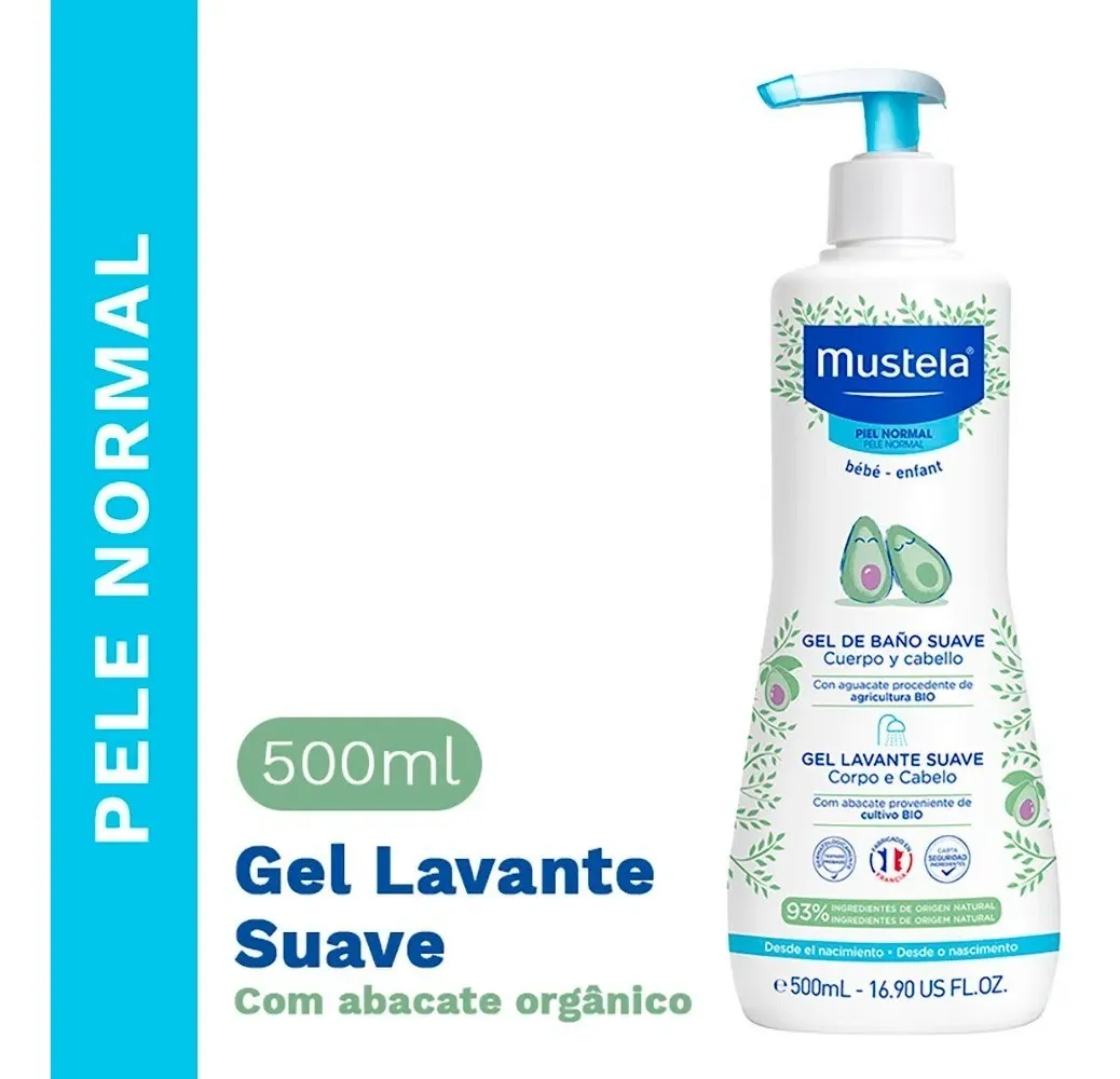 Mustela Gel Lavante Suave com Abacate Orgânico Bebê 500 ml