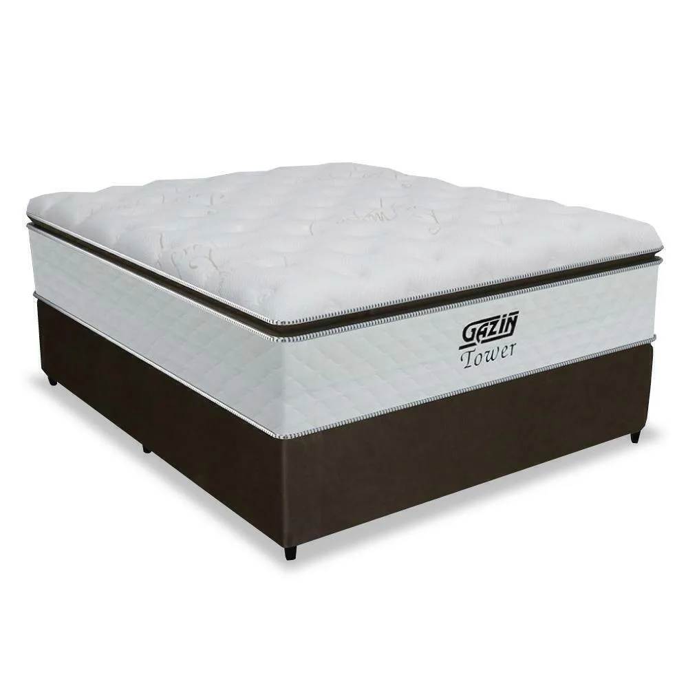 Cama Box Casal Colchão de Molas Ensacadas Tower Gazin 138x188x72cm