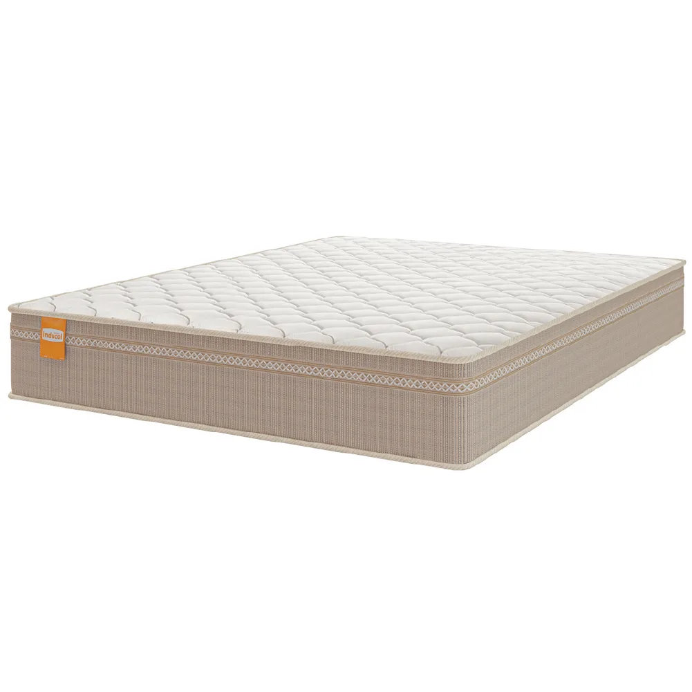 Colchão Casal Molas Qatar 138x188x22cm Bege/Branco Inducol - Suporta Até 200 Kg Por Pessoa