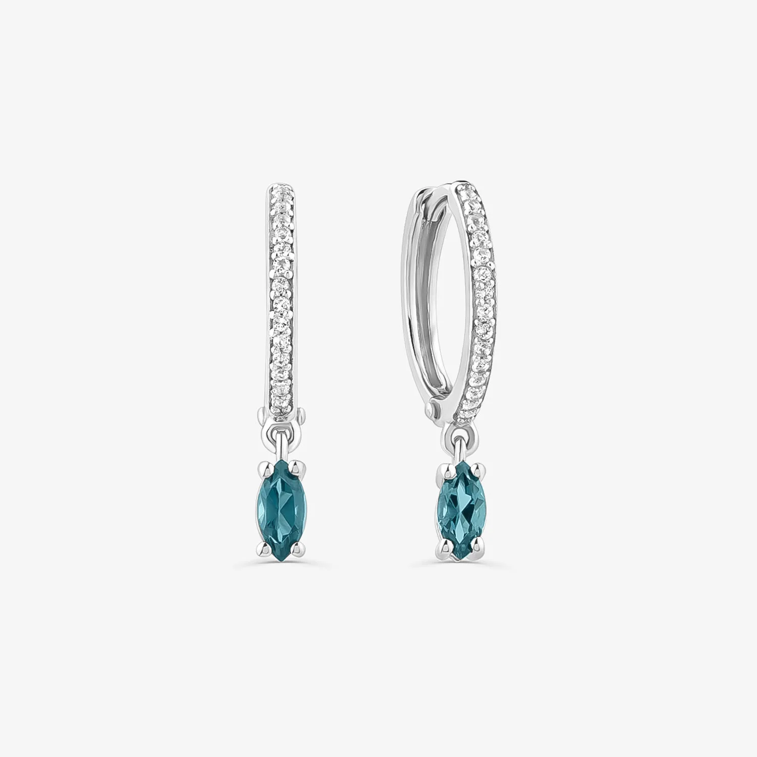 Brinco Argola Esplendor em Prata 925 com Topázio London e Pedras Incolores