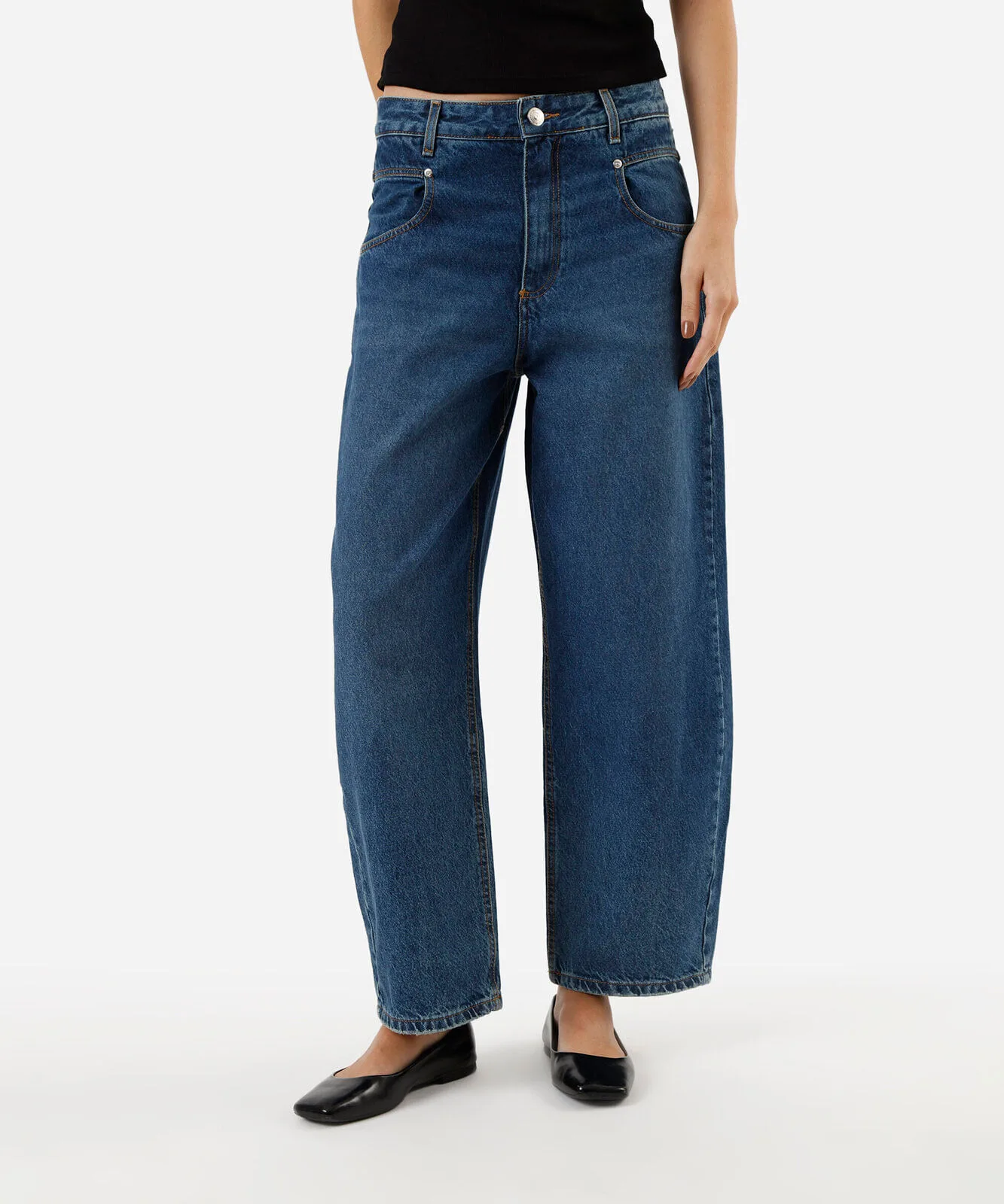 calça baggy feminina jeans cintura média azul