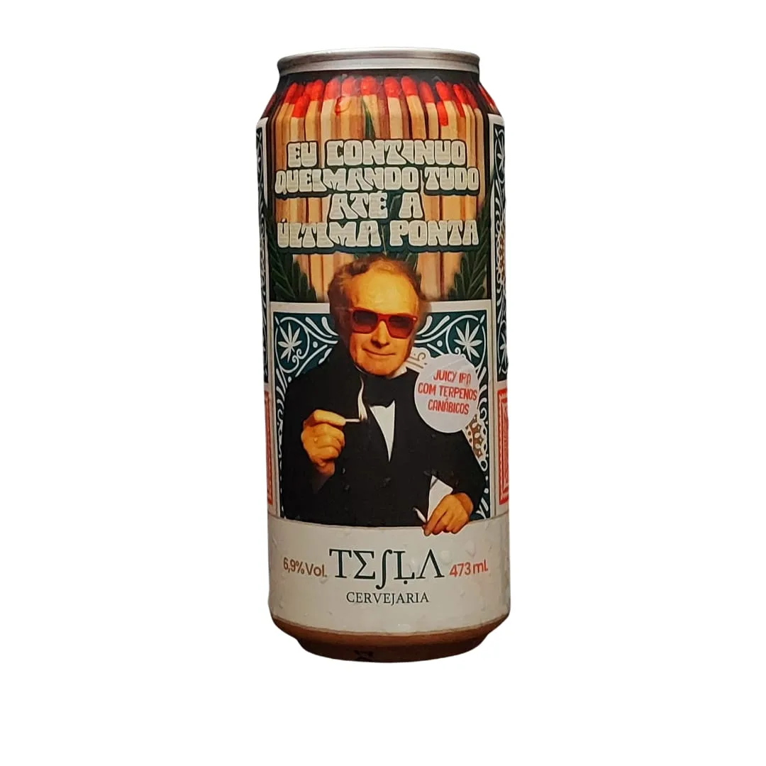 Cerveja Tesla Eu Continuo Queimanto Tudo Até a Última Ponta Juicy IPA com Terpenos Canábicos 473 ml
