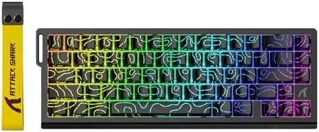 ATTACK SHARK X68 HE Teclado mecânico para jogos de gatilho rápido 60% com fio e atuação ajustável,interruptor magnético de efeito Hall,taxa de pesquisa de 8 KHz,retroiluminação RGB (Contorno Preto)
