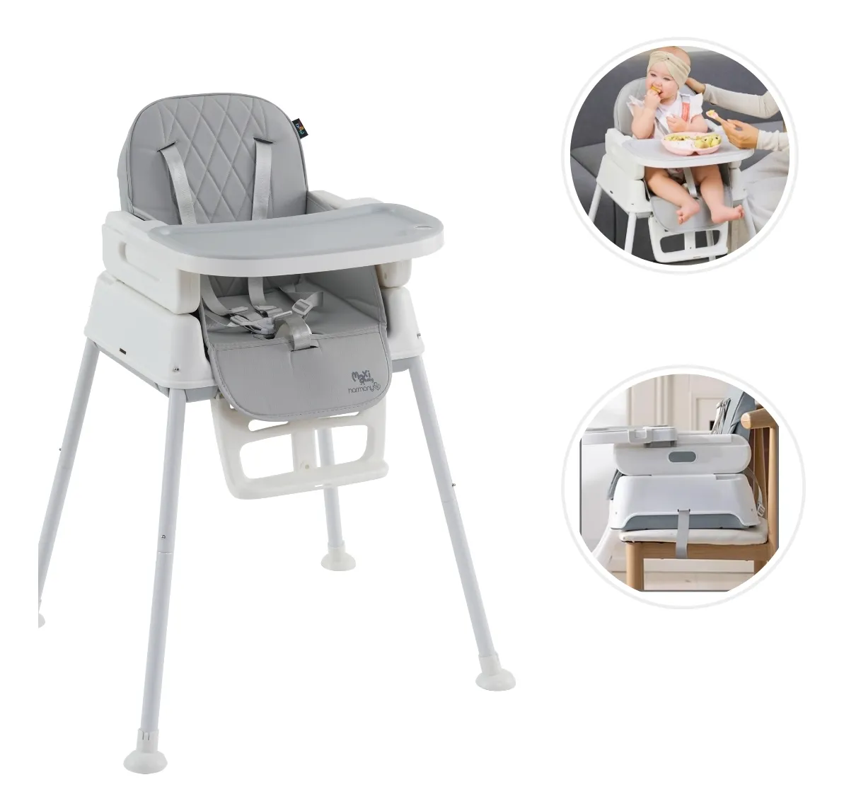Cadeira De Alimentação Infantil 3 Em 1 Harmony Maxi Baby - Cinza