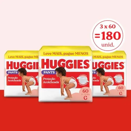 Huggies Fralda Pants Descartável Proteção Acolchoada G - 180 fraldas