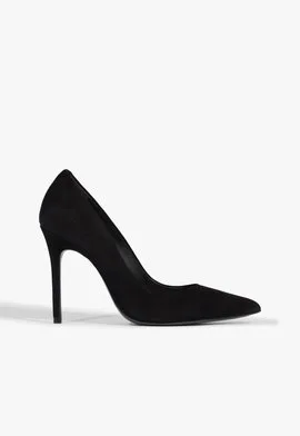 Sapato Scarpin Salto Fino Camurça Preto