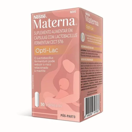 Suplemento Alimentar Lactobacillus Materna OPTI-LAC Nestlé - 30 Cápsulas