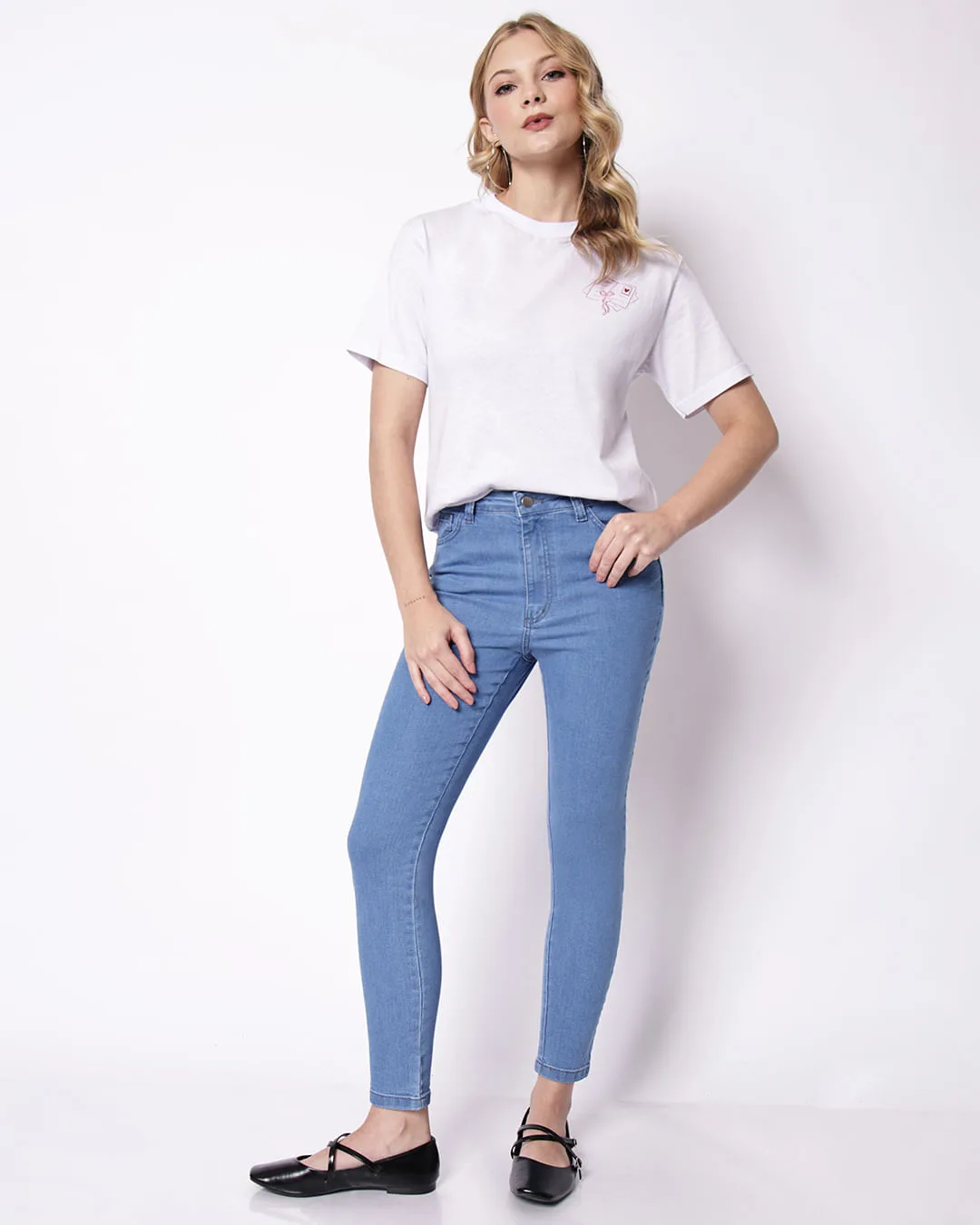 Calça Jeans Feminina Cigarrete Azul Claro
