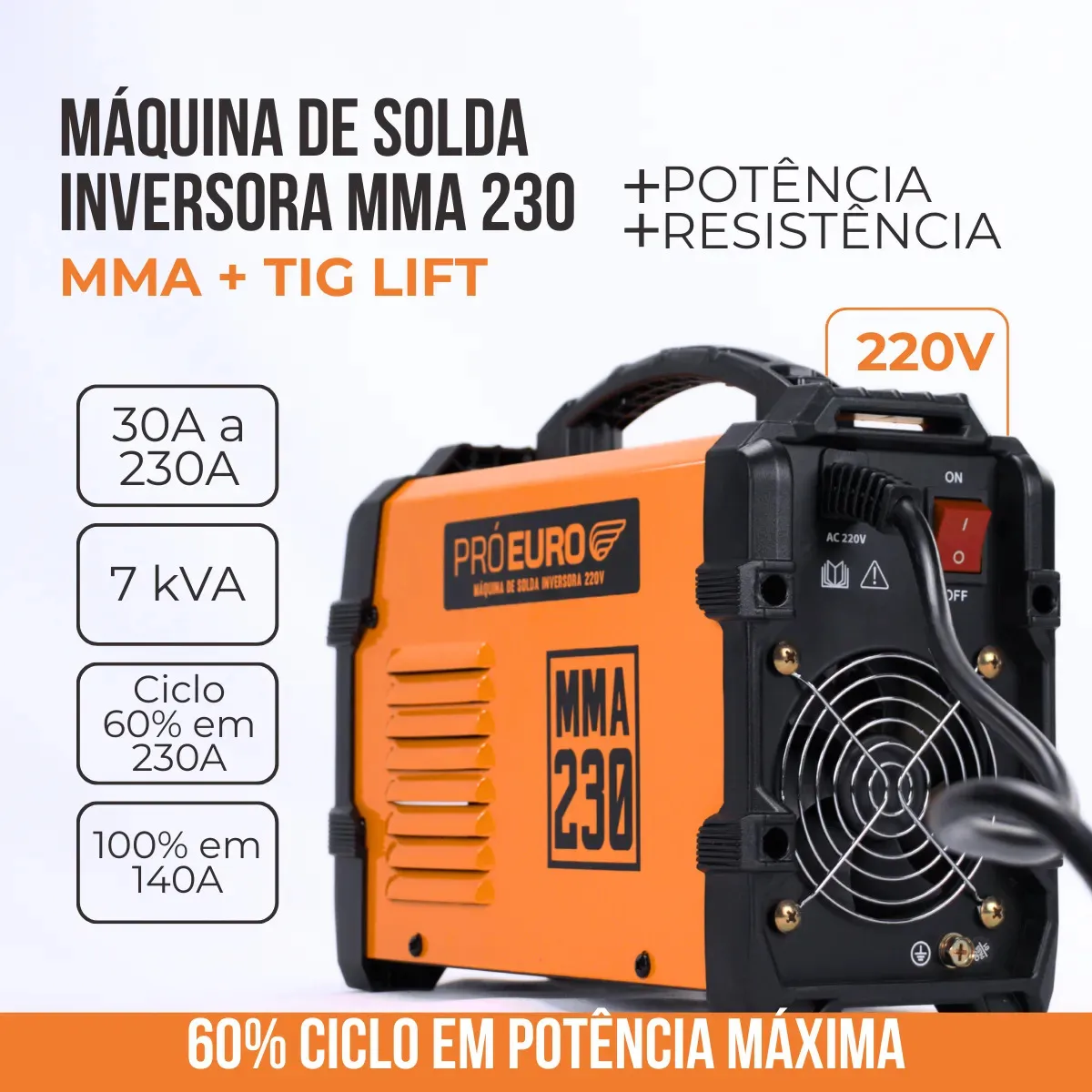 Máquina Solda Inversora 230a Pró Euro MMA Tig