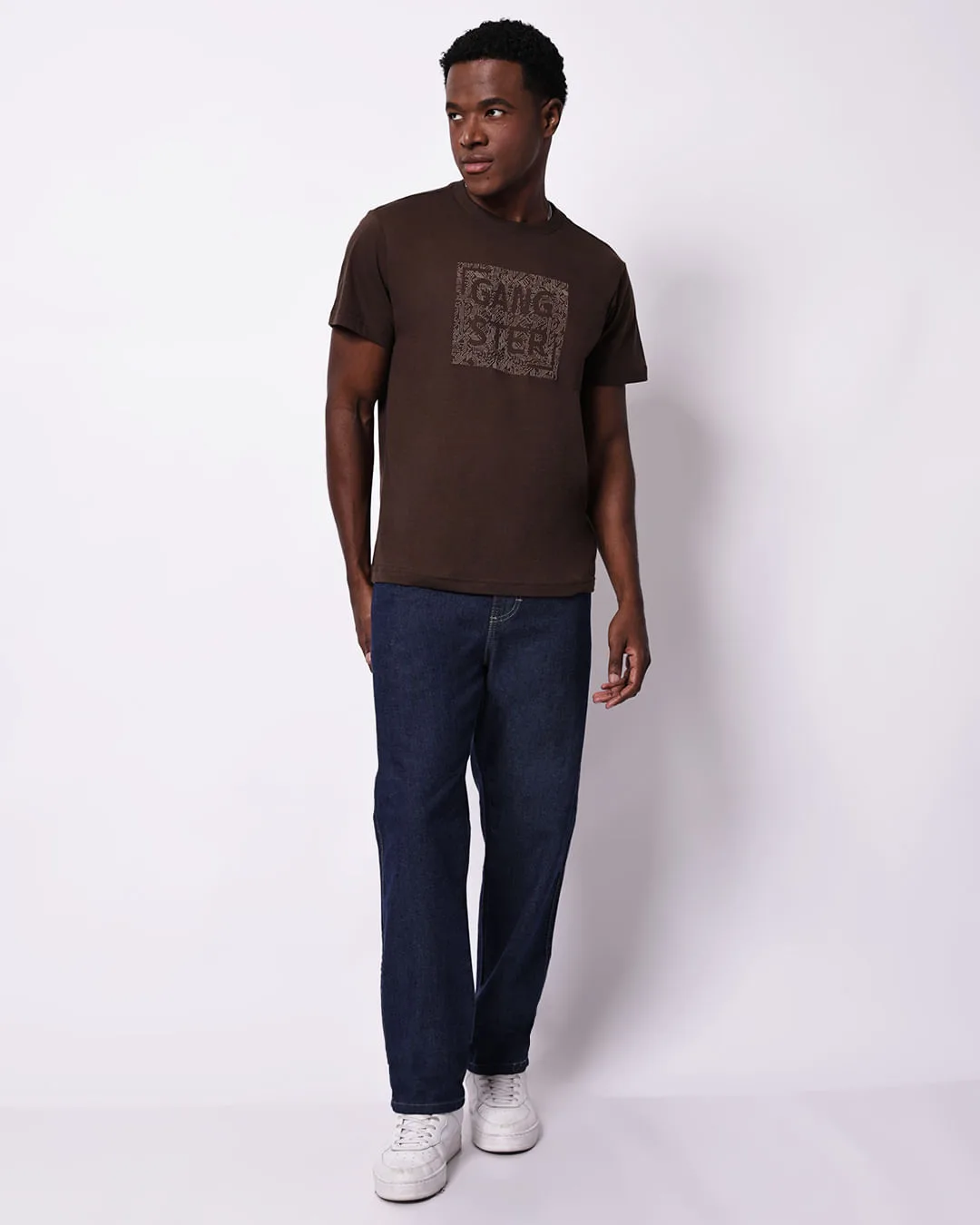 Calça Jeans Masculina Reta Pespontada com Bolsos Azul Escuro