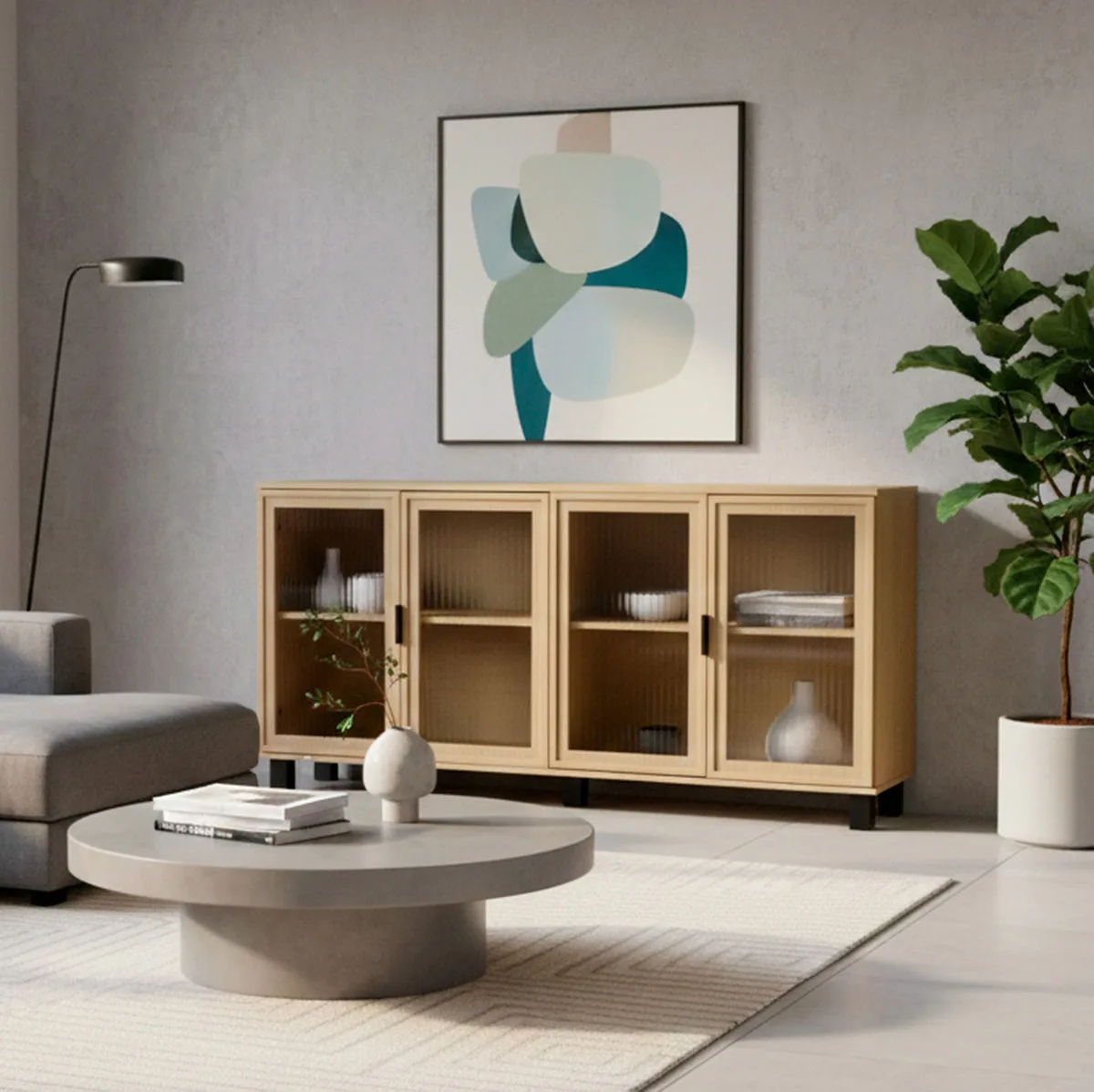 Aparador Buffet 4 portas de vidro Ditália R-638