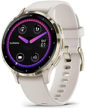 Garmin Relógio Venu 3s Marfim com Dourado 41mm com Monitor Cardíaco de Pulso e GPS