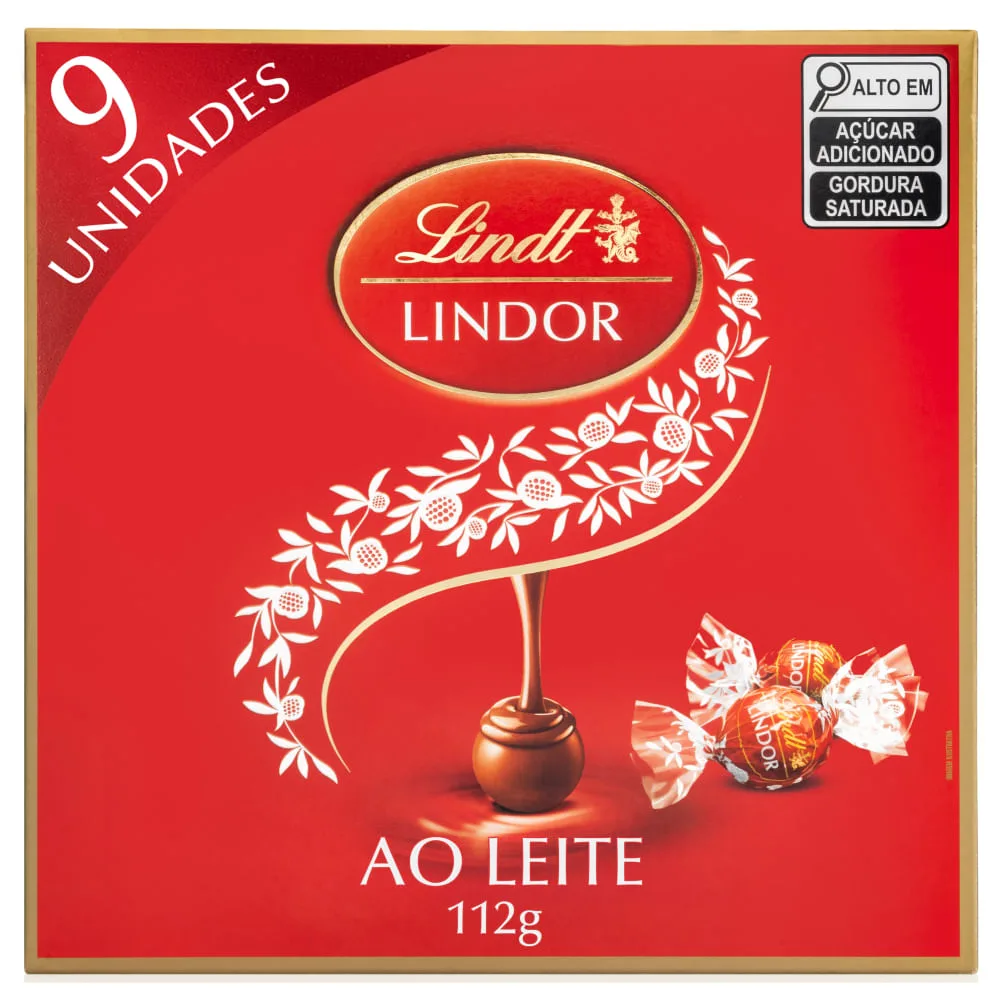 Bombom Chocolate ao Leite Lindt Lindor Caixa Presente 112g 9 unidades Caixa de Presente Lindt Lindor Chocolate ao Leite 112g com 9 unidades