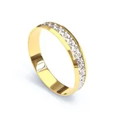 Aliança de Ouro 18K Bodas de Prata Abaulada - AS0047