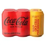 Pack Refrigerante Coca-Cola sem Açúcar Lata 6 Unidades de 350ml Cada Leve Mais Pague Menos