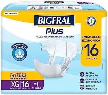 Bigfral Fralda Regular Plus Econômica Xg 16 Unidades