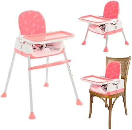 Maxi Baby Cadeira de Alimentação Bebê Portátil Zest 3 em 1,Cinto de 3 pontos, Apoio para os Pés(Até 23kgs), Rosa