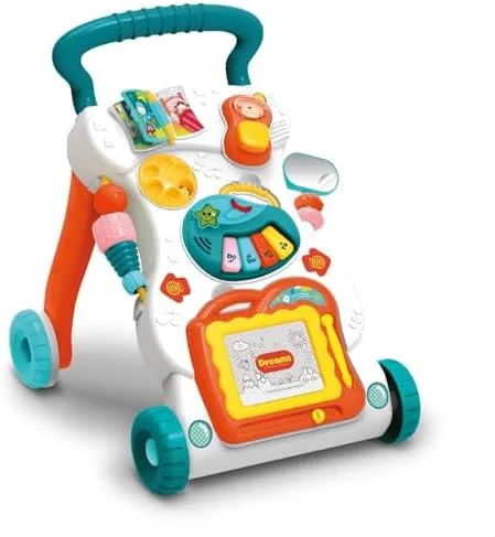 Andador de Empurrar Infantil Brinquedo Educativo para Bebê Teclado Musical Lousa Mágica