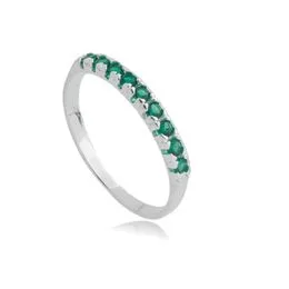 Meia Aliança de Prata com Zirconias Verde - MA07391