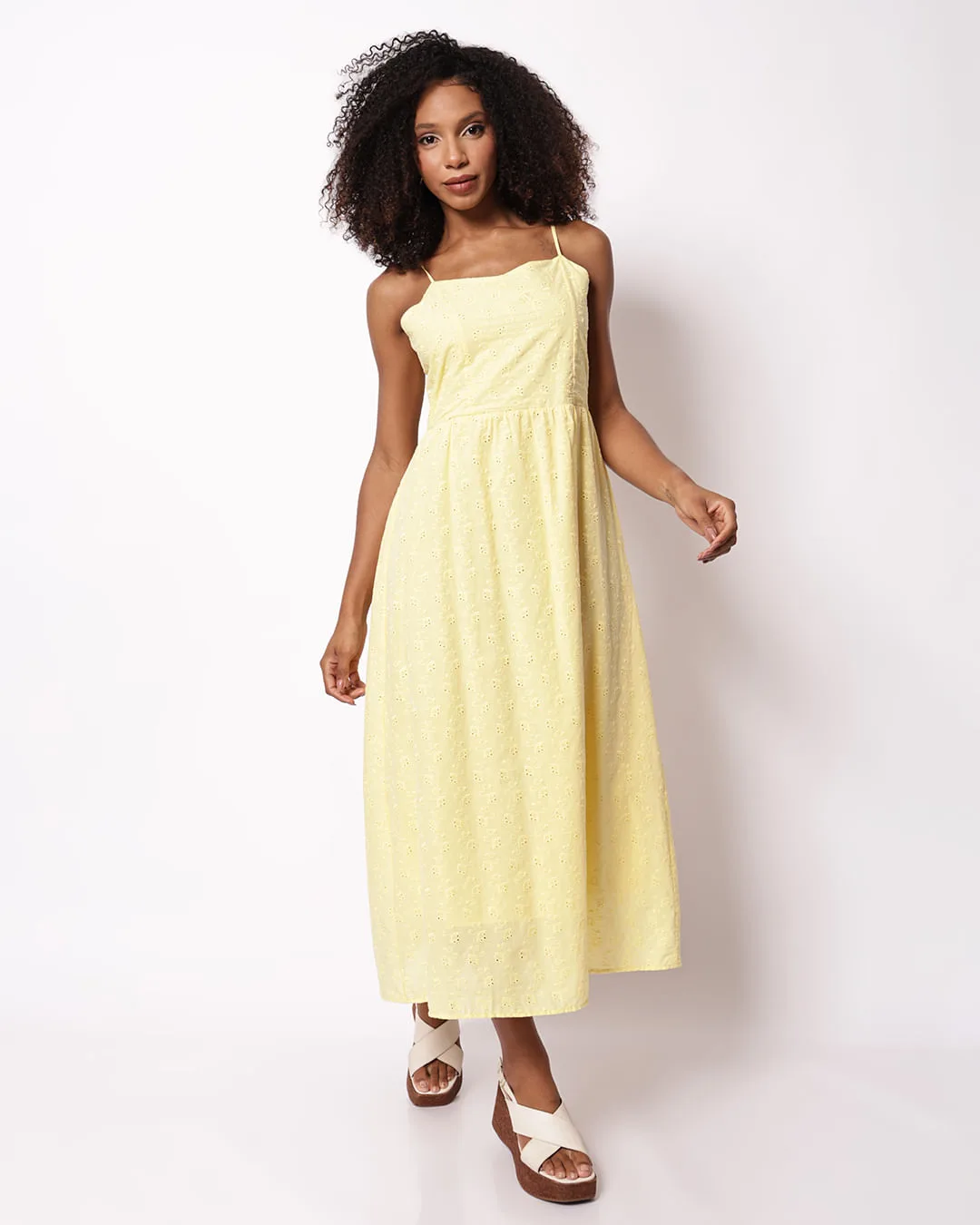 Vestido Longo Feminino Algodão Berry & Co Laise Amarelo