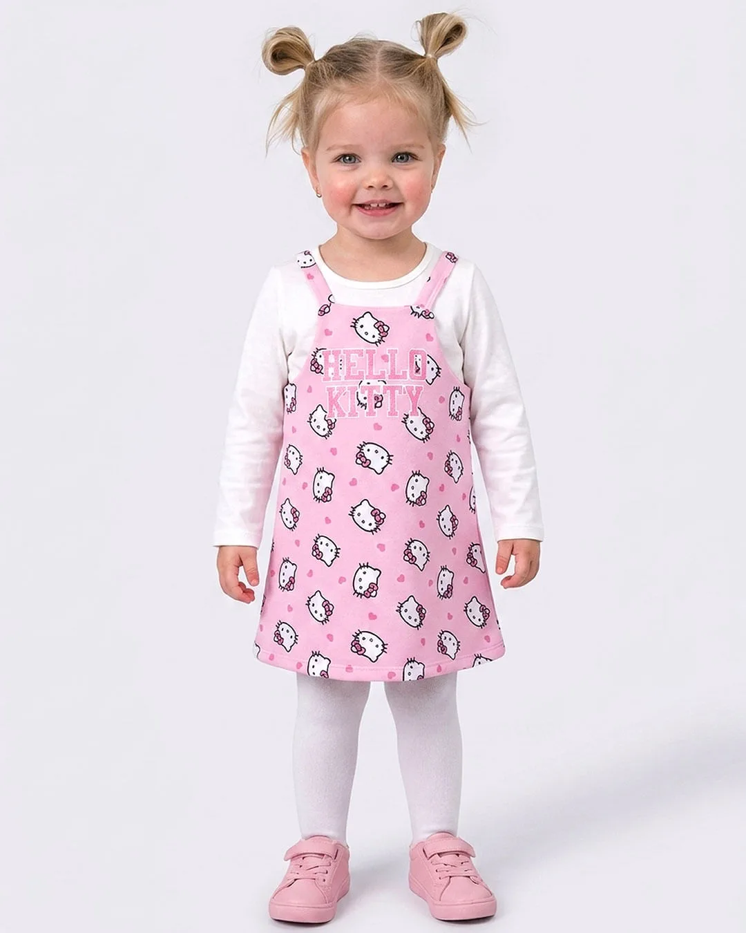 Conjunto Bebê Salopete Hello Kitty Rosa