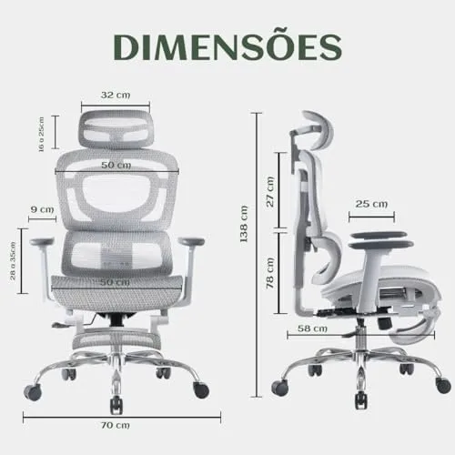 Cadeira De Escritório Ergonômica Mônaco Wt07 Luvinco Malha Respirável Com Suporte Lombar Adaptável Apoio Para Pés Retrátil Encosto Ajustável Seis Posições Suporta 200kg