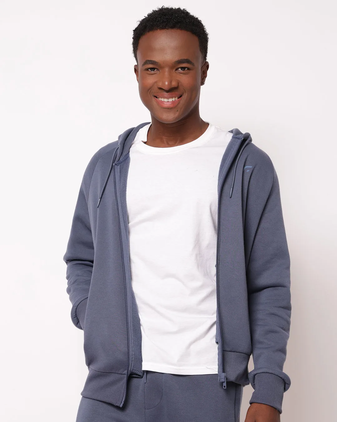 Jaqueta Moletom Esportiva Masculina com Capuz Azul