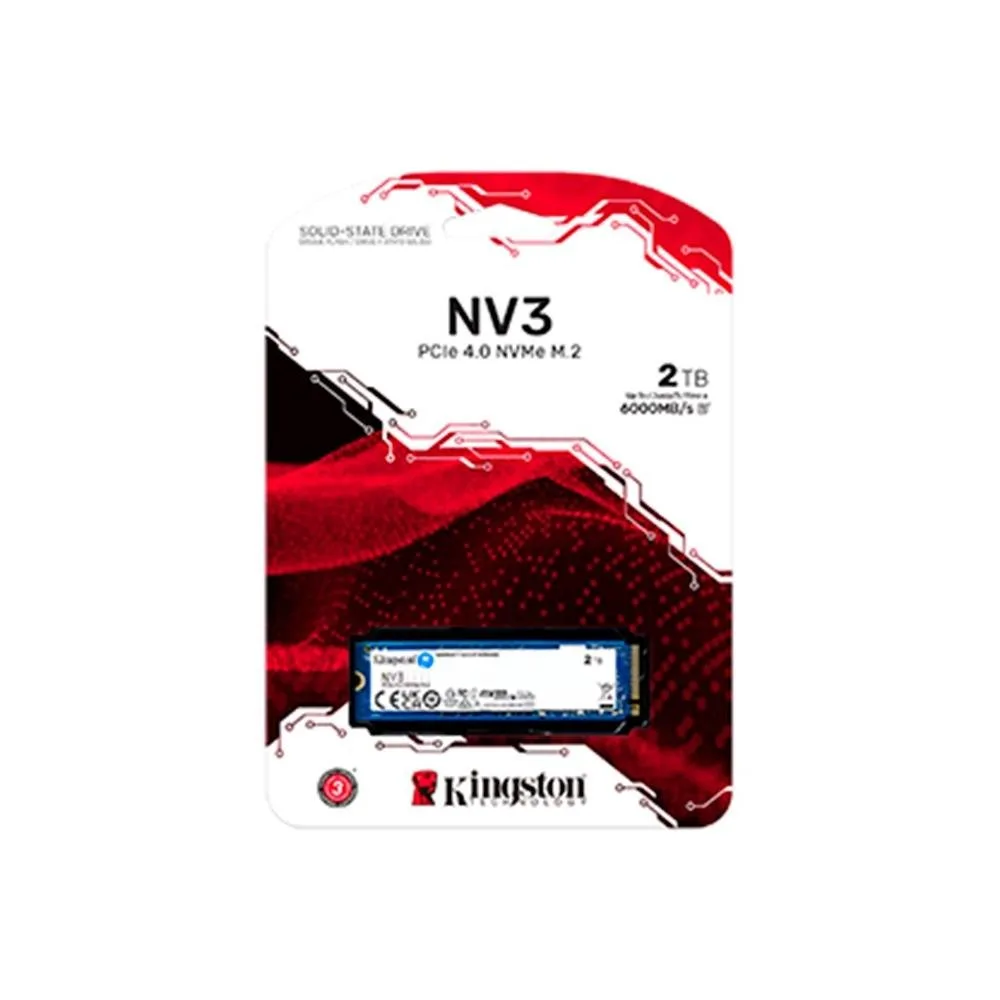 SSD Kingston NV3, 2TB, M.2 2280, PCIe 4.0 x4, NVMe, Leitura: 6000 MB/s, Gravação: 5000 MB/s, Azul - SNV3S/2000G