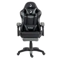 Cadeira Gamer Rise Mode X06, Ângulo Ajustável, Até 120Kg, Apoio Para os Pés Retrátil, Preto e Cinza - RM-CG-X06-BG