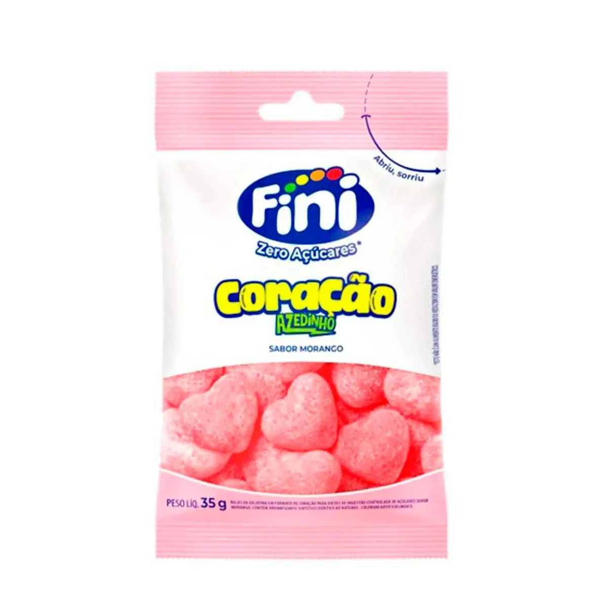 Bala Gelatina 35g Zero Açúcar Coração Azedinho Fini