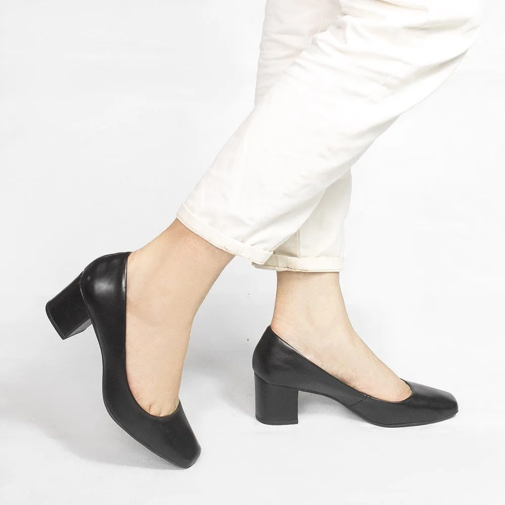 Sapato Retrô Zatta Bico Quadrado Heidi Preto Preto
