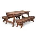 Conjunto Mesa Rustica Com 2 Bancos Em Madeira Maciça para Área Externa / Jardim Yescasa