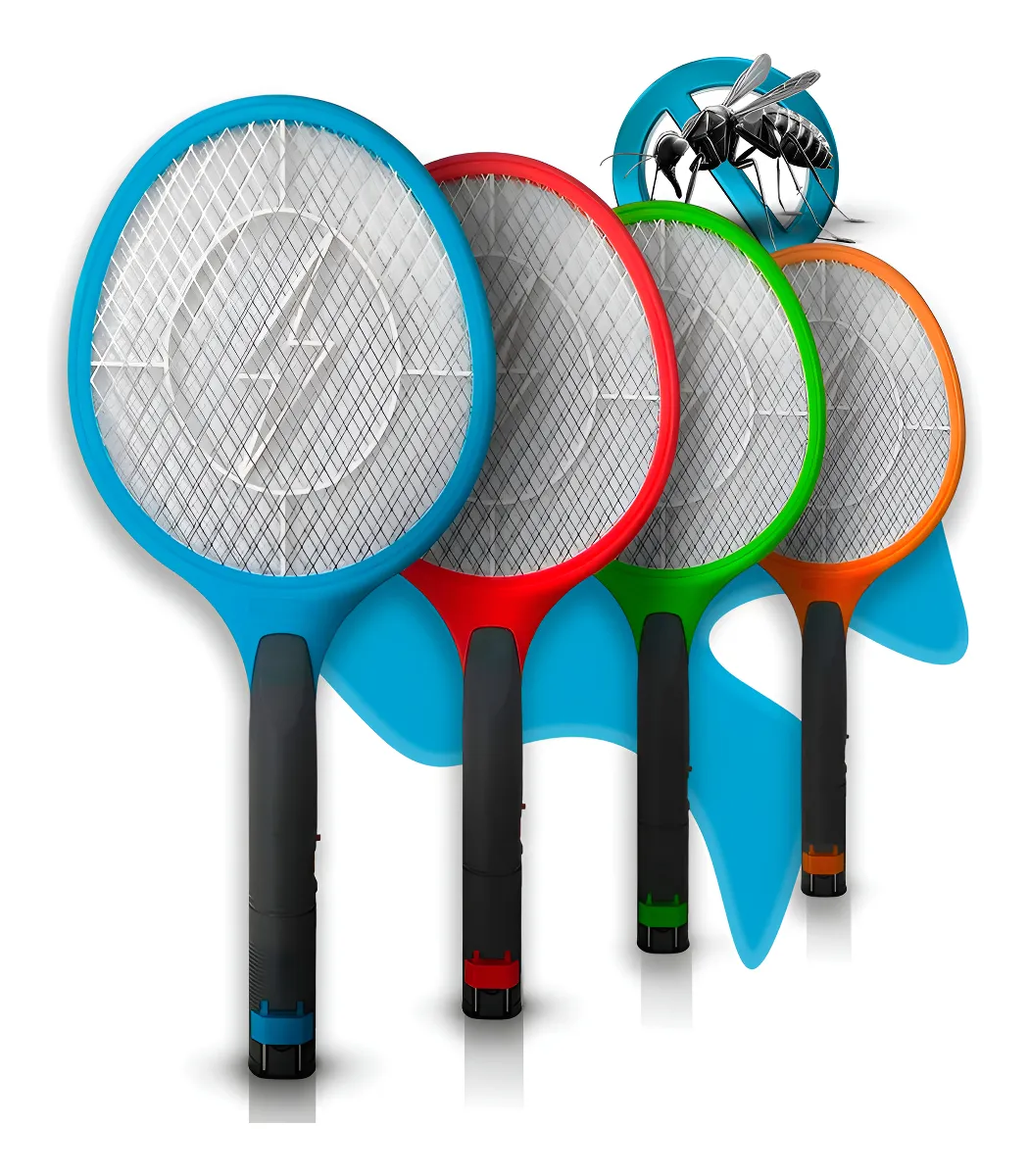 Kit 3 Raquete Elétrica Mata Mosquito Mosca Pernilongo Dengue Insetos Bateria Recarregavel Bivolt - Crowley