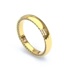 Aliança de Ouro 18K Oca Forrada Lisa com Chanfro Interno Cravejado com Zircônias - AS2281