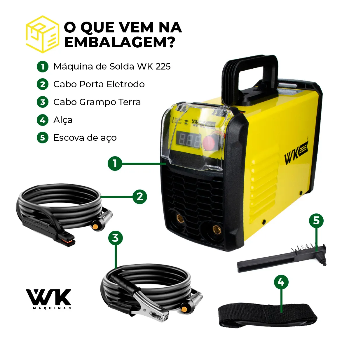 Kit De Solda Inversora Mma Wk 225 220v+ Máscara Profissional