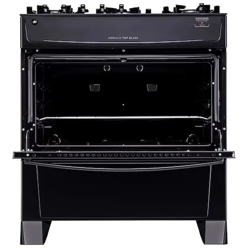 Fogão Atlas 5 Bocas Mônaco Top Glass com Mesa de Vidro e Acendimento Automático Bivolt – Preto
