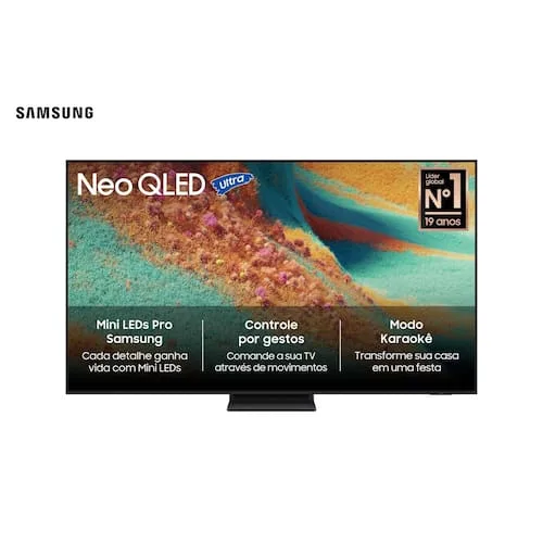 Smart TV Samsung 55" 4K Neo QLED Ultra QN55QN85FAGXZD Painel até 144Hz AI Dolby Atmos Controle por Gestos Preta Titan