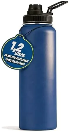 Garrafa Termica 1200ml Esportiva De Aço Inoxidável Com Isolamento A Vácuo De(Azul)