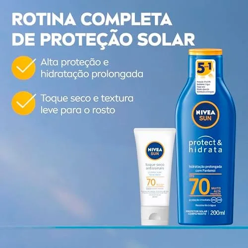 NIVEA SUN Protetor Solar Protect & Hidrata FPS 70 + SUN Facial toque seco FPS70 40ML