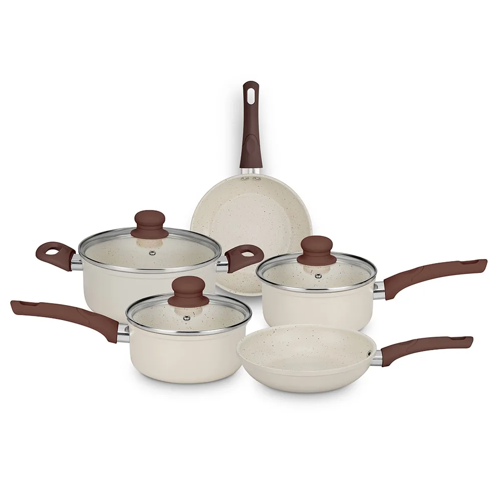 Conjunto de Panelas 5 Peças Serena Cerâmica Vanilla - MTA