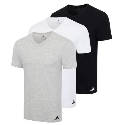 Kit com 3 Camisetas Gola V adidas Underwear Multicolorido